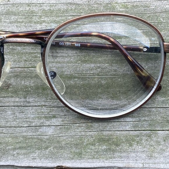 Vintage Gucci Italy Round Tortoise and Metal Prescription Lens Glasses 53 19 - Picture 4 of 11